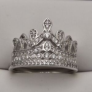 Crown Queen Ring Silver Tone Size 9 NEW